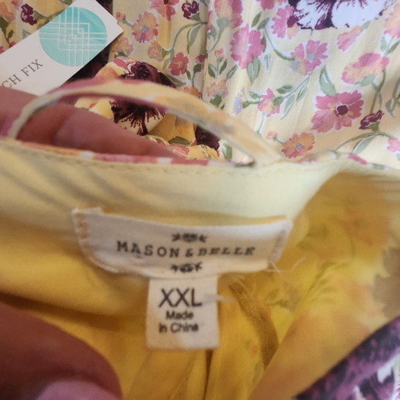 Maison & Belle Yellow Purple Floral Midi Dress with Back Cutout XXL NWT - Picture 6 of 8